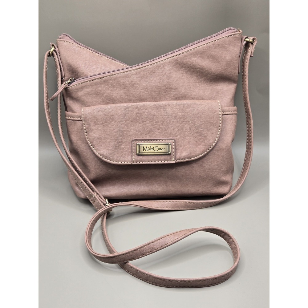 MultiSac Pink Crossbody Shoulder Bag Multi Pocket Organizer Purse